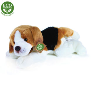 Fekvő plüss beagle kutya 30 cm