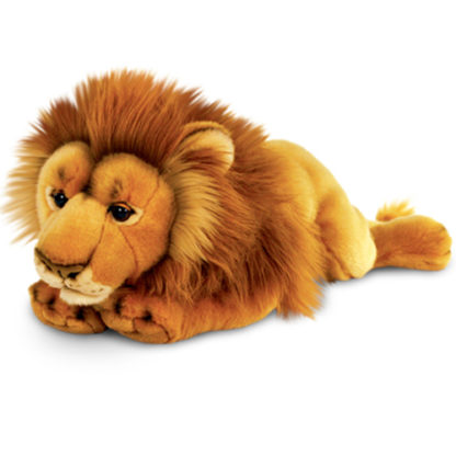 Szuper minőségű lesben álló oroszlán plüssfigura.
