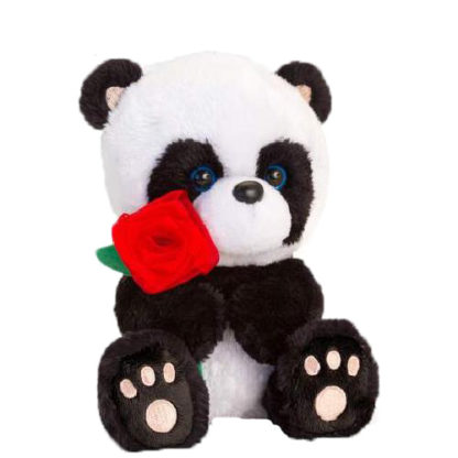 Valentin napi plüss panda virággal