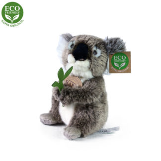 Élethű plüss koala eukaliptusz levéllel