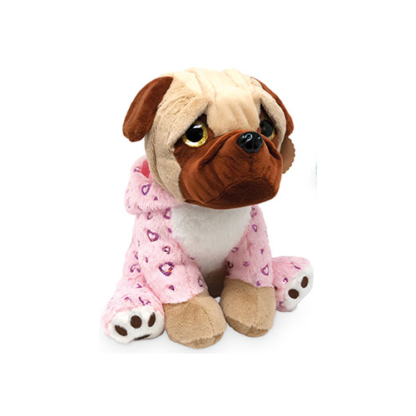 Plüss mopsz kutya szívecskés mintás pizsamában