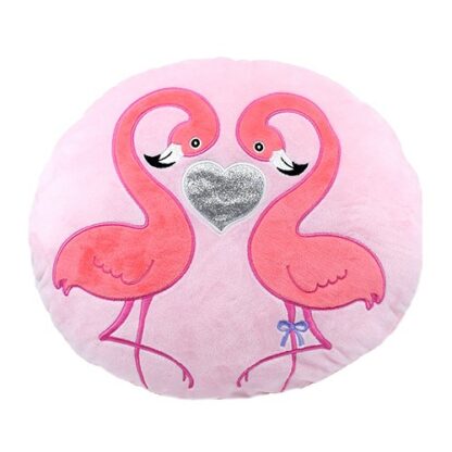 Kör alakú flamingós, szerelmes plüss párna