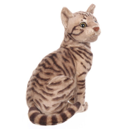 Ülő szürke cirmos macska plüss állat